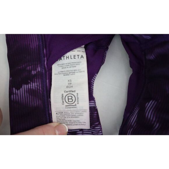 Athleta V700025943 Women's Sz XS (A-C) Purple Ultimate Printed Sports Bra - Picture 4 of 5